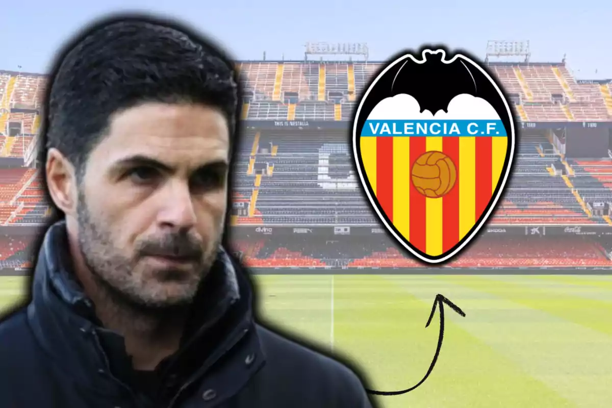 Mikel Arteta i l’escut del València