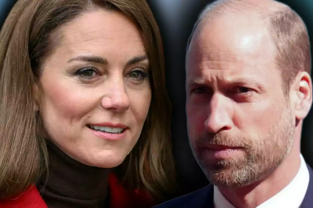 Muntatge de fotos en primer pla del príncep Guillem i la Kate Middleton, tots dos amb el rostre mig somrient.