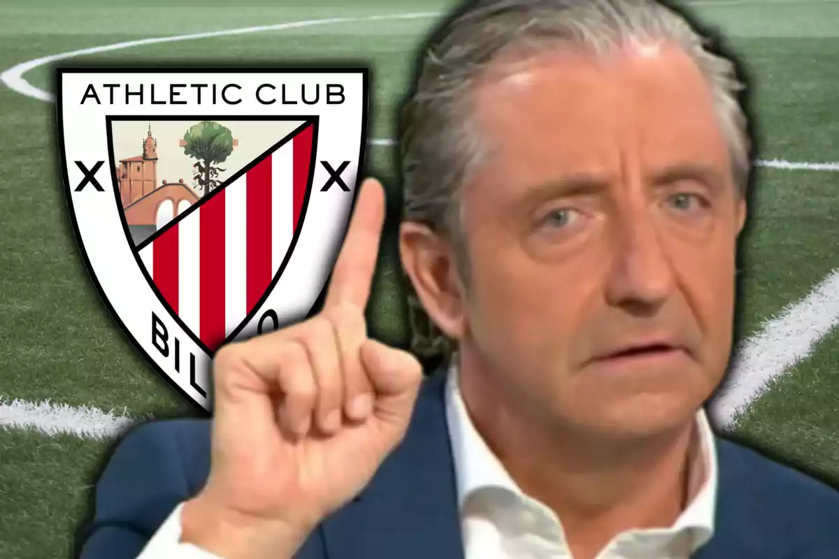 Josep Pedrerol y el escudo del Athletic Club