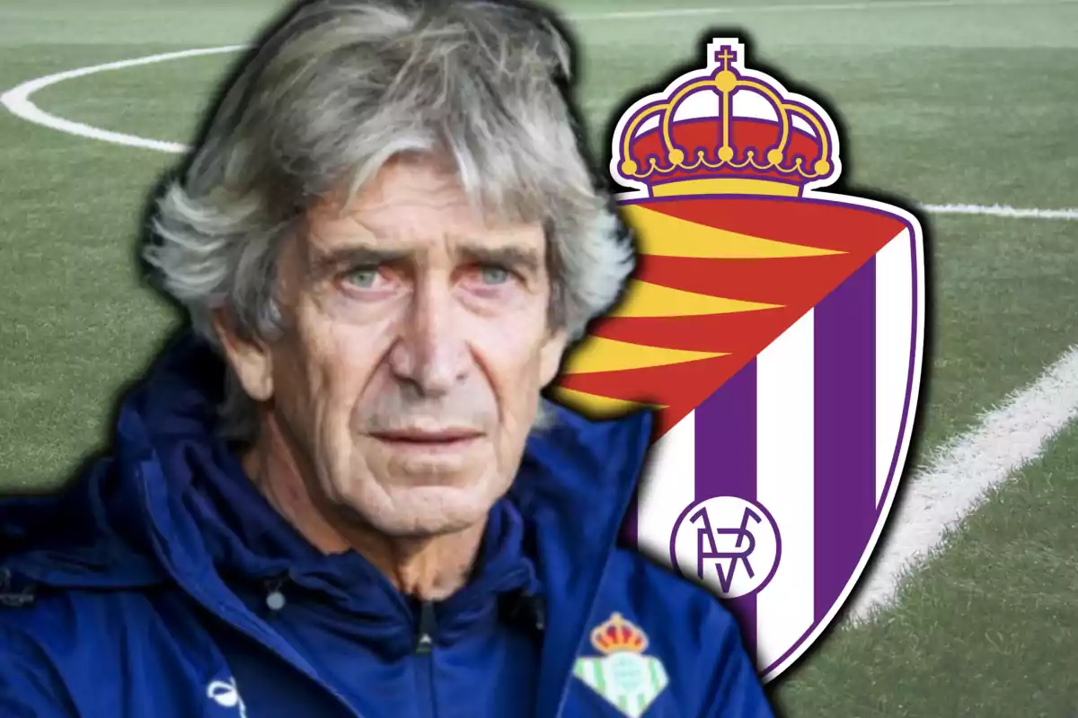Manuel Pellegrini i l’escut del Reial Valladolid