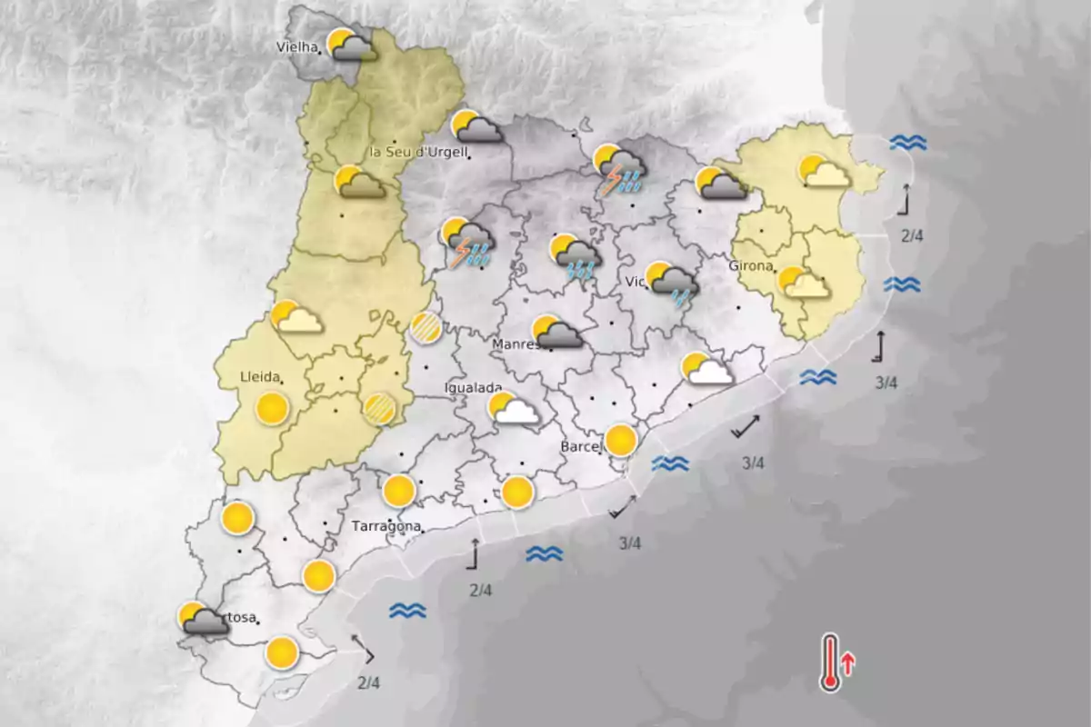 Previsió meteorològica per a aquesta tarda i comarques en alerta per altes temperatures Previsió meteorològica per a aquesta tarda i comarques en alerta per altes temperatures
