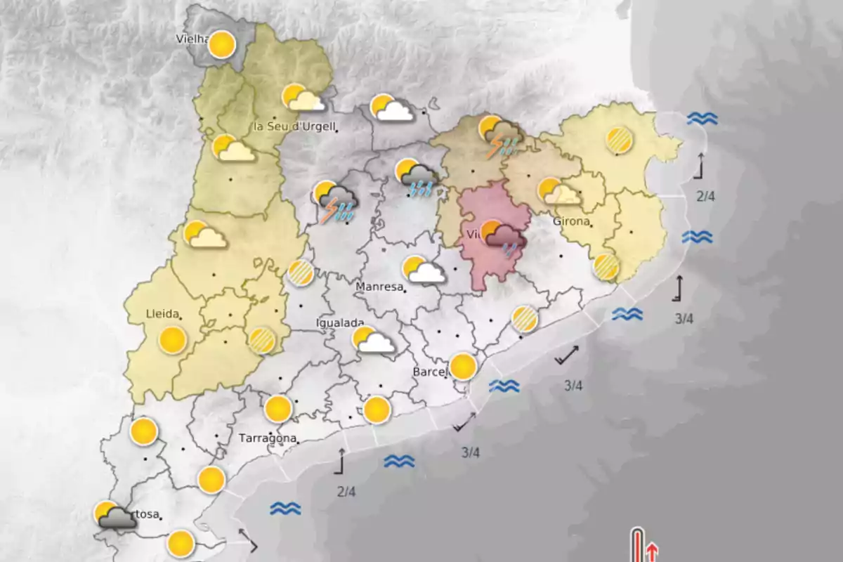 Previsió meteorològica per a aquesta tarda, amb alertes per vent i altes temperatures Previsió meteorològica per a aquesta tarda, amb alertes per vent i altes temperatures