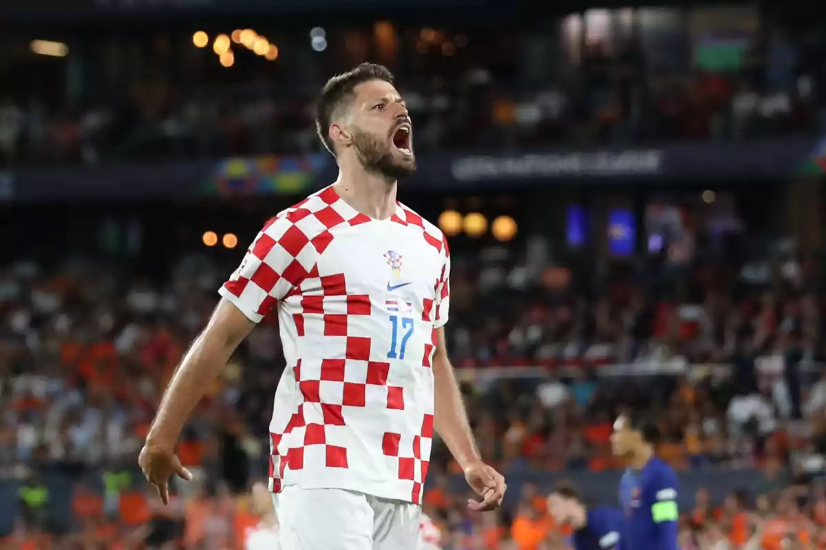 Bruno Petkovic celebrating a goal with the Croatian national team Bruno Petkovic celebrating a goal with the Croatian national team