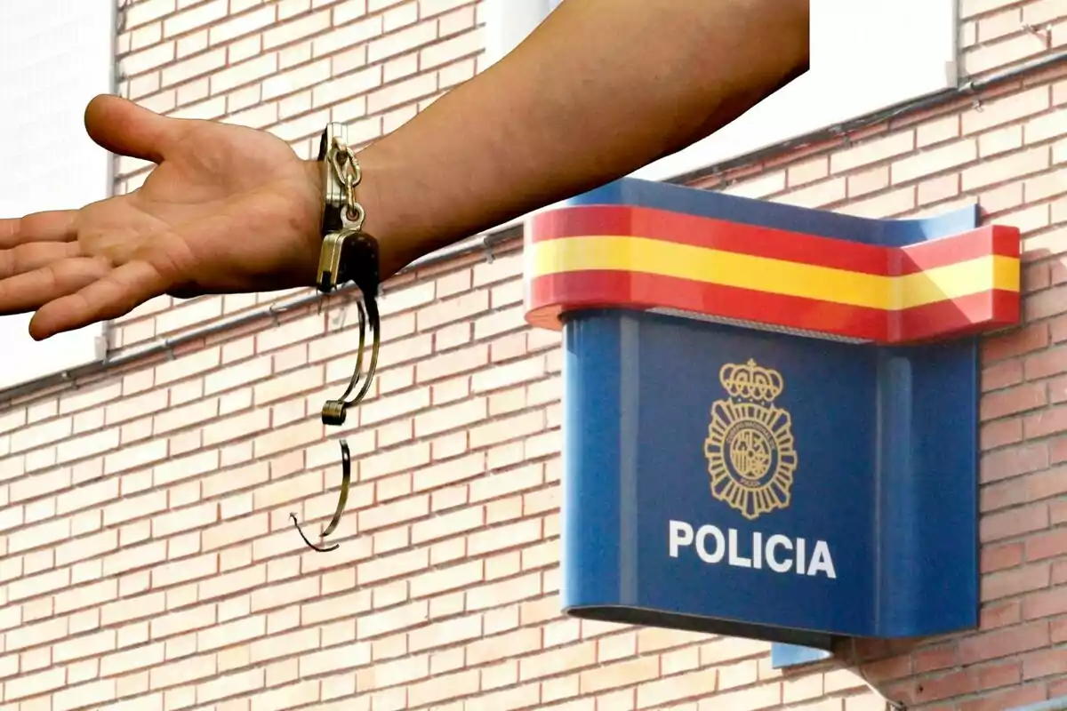 Mà amb manilles obertes davant d’una comissaria de policia a Espanya