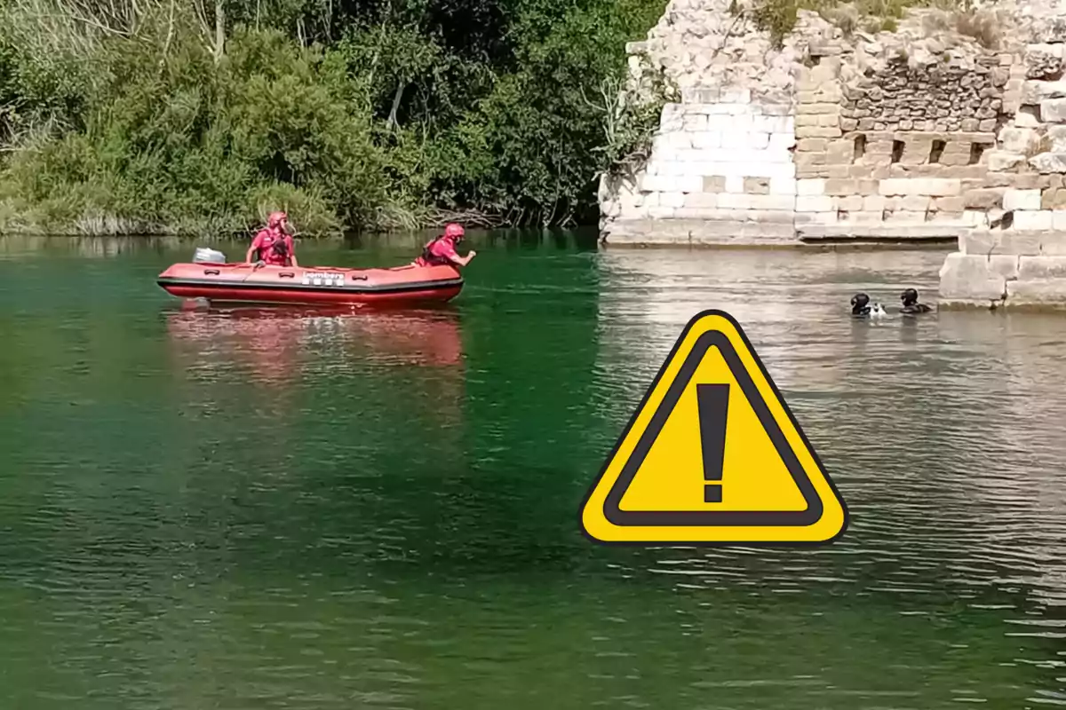 Equipos de rescate trabajando para encontrar los cuerpos de los jóvenes desaparecidos en el río Segre