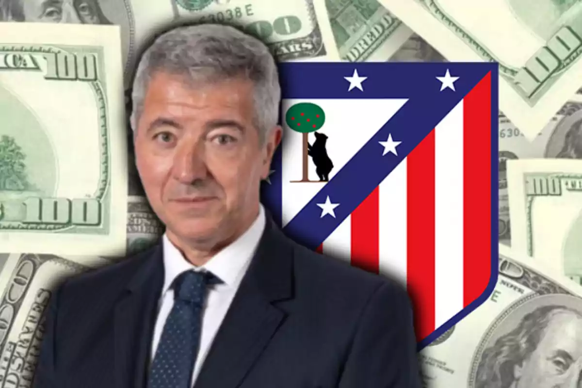 Gil Marín i l’escut de l’Atlètic de Madrid