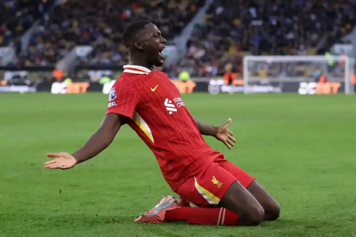 Konaté celebrando un gol con el Liverpool Konaté celebrando un gol con el Liverpool