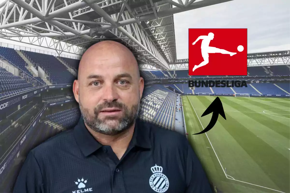 Manolo González y el logo de la Bundesliga