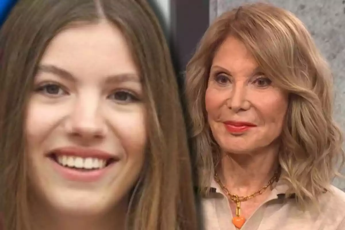 La infanta Sofia i Pilar Eyre, una jove de cabell llarg i llis somrient i una dona gran de cabell ros ondulat amb collaret daurat i expressió seriosa.