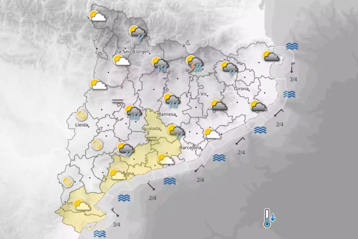 Previsión meteorológica para hoy en Catalunya, con algunas comarcas en alerta por lluvias y calor Previsión meteorológica para hoy en Catalunya, con algunas comarcas en alerta por lluvias y calor