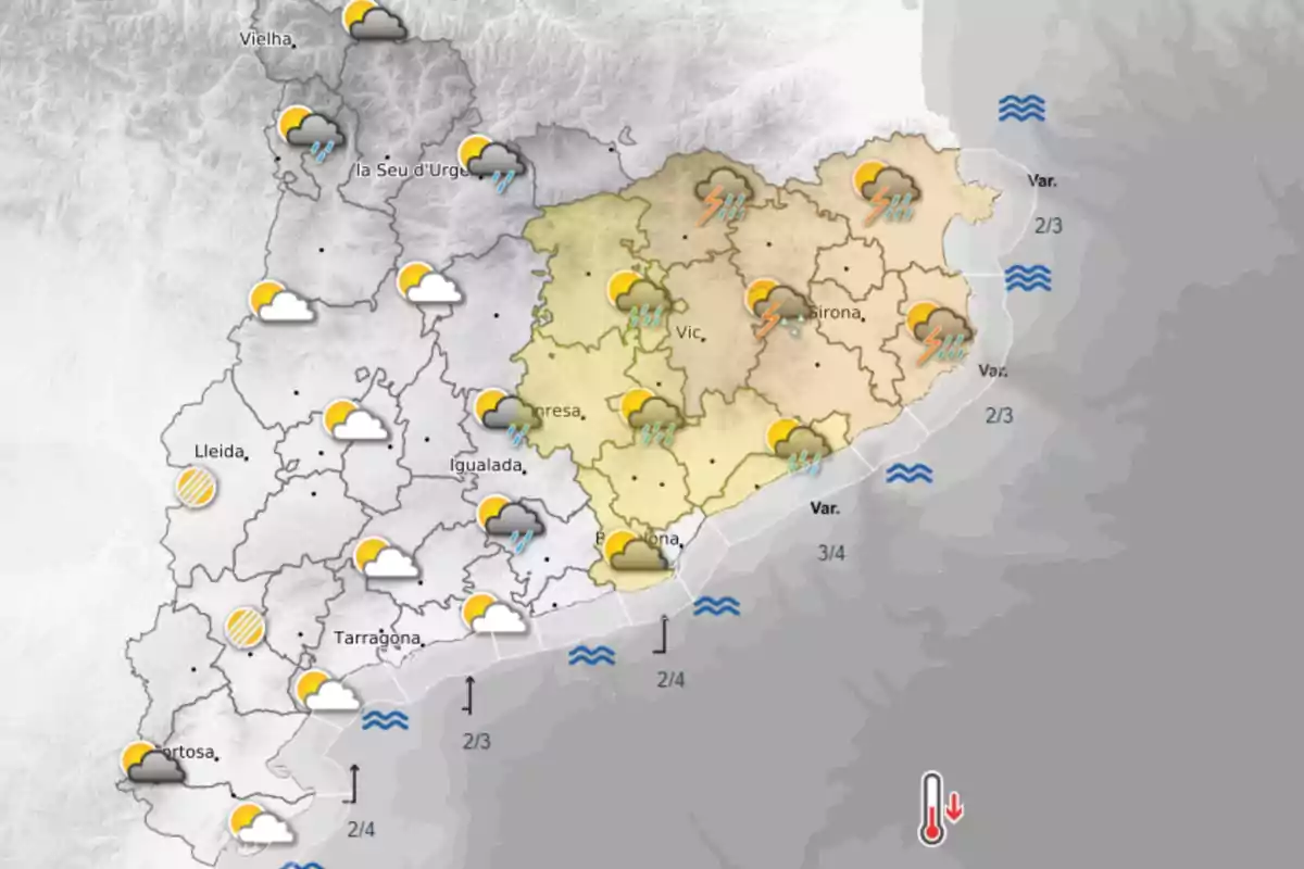 Previsión meteorológica para esta tarde, con alertas naranjas y amarillas en la zona noreste Previsión meteorológica para esta tarde, con alertas naranjas y amarillas en la zona noreste