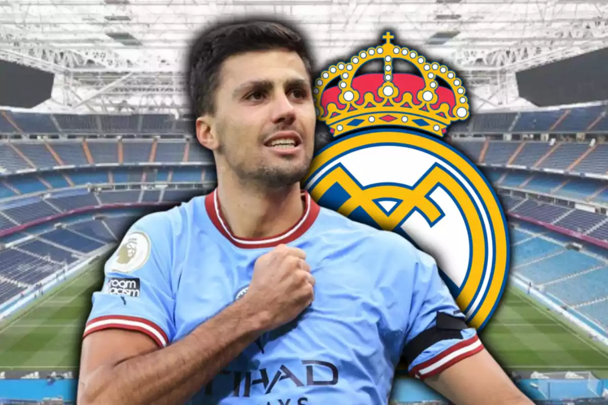 Rodrigo Hernández i l’escut del Reial Madrid