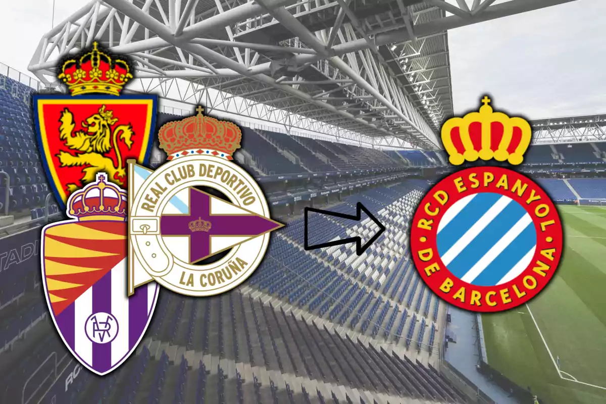 Escudos de Real Zaragoza, Real Valladolid, Depor y RCD Espanyol
