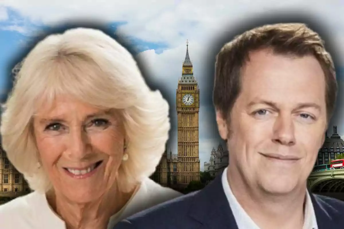 Two smiling people in the foreground with London’s Big Ben in the background