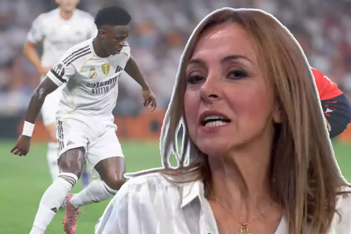 Carme Barceló i Vinicius en el partit d’ahir contra l’Osasuna