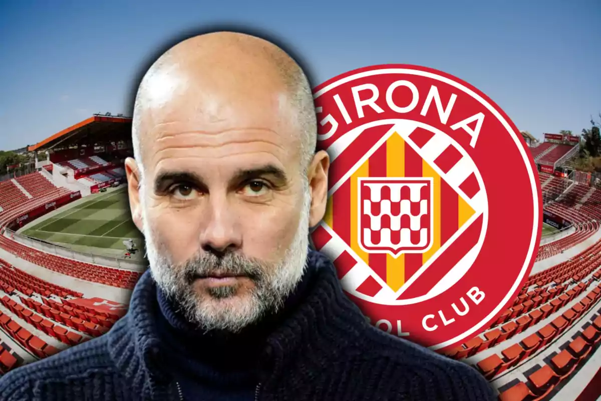 Pep Guardiola i l’escut del Girona