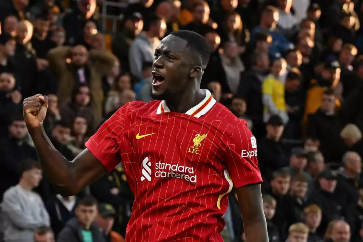 Konaté celebrando un gol Konaté celebrando un gol