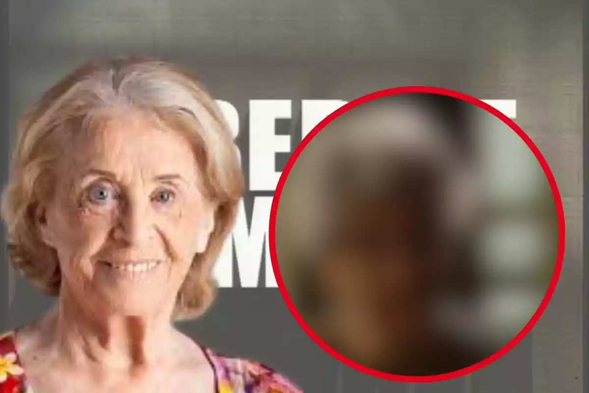 Dona gran de cabells canosos somrient amb un cercle difuminat a la part dreta de la imatge