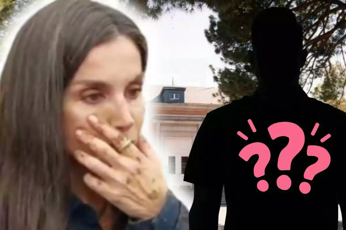 Dona amb expressió preocupada al costat de la silueta d’una persona desconeguda amb signes d’interrogació al pit