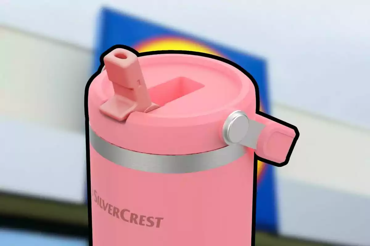 Vas tèrmic rosa de la marca SilverCrest amb tapa i broc abatible Vas tèrmic rosa de la marca SilverCrest amb tapa i broc abatible
