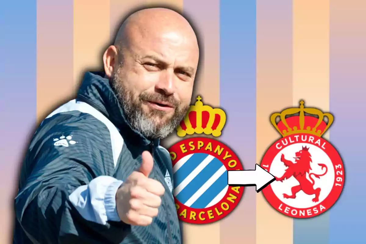 Manolo González y los escudos de Espanyol y de la Cultu