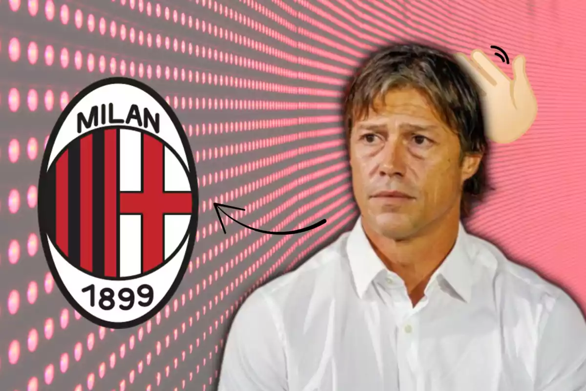 Matías Almeyda y el escudo del Milan