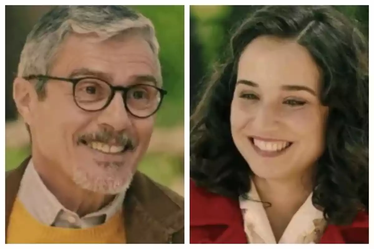 Dues persones somrients, un home de cabells canosos i ulleres a l’esquerra —que és l’actor Ángel Pardo— i una dona de cabells foscos i arrissats a la dreta —que és l’actriu Sar Sanz—, tots dos a l’aire lliure en una escena de ‘Sueños de Libertad’. Dues persones somrients, un home de cabells canosos i ulleres a l’esquerra —que és l’actor Ángel Pardo— i una dona de cabells foscos i arrissats a la dreta —que és l’actriu Sar Sanz—, tots dos a l’aire lliure en una escena de ‘Sueños de Libertad’.