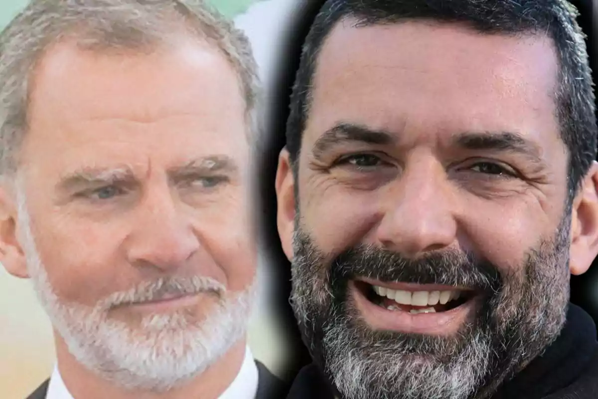 Muntatge de fotos en primer pla del rei Felip de Borbó i Jaume Anglada.