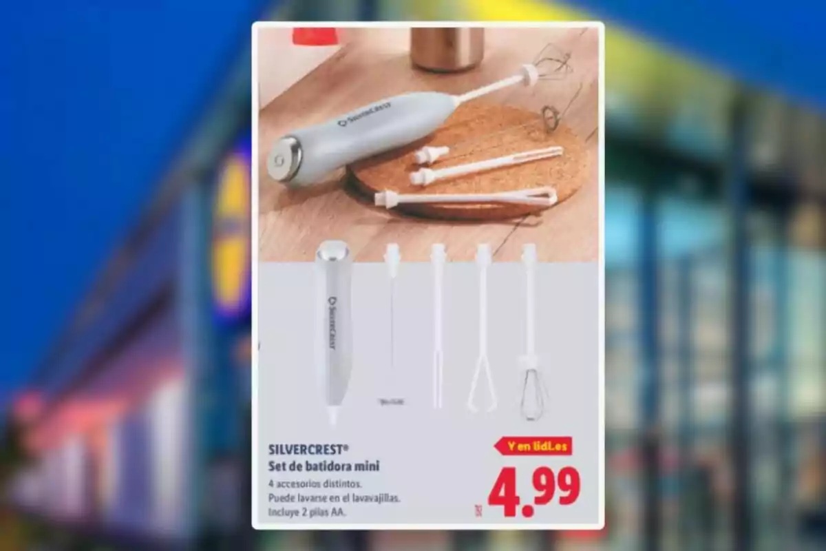 Set de batedora mini Silvercrest amb quatre accessoris diferents i preu de 4,99 euros a Lidl Set de batedora mini Silvercrest amb quatre accessoris diferents i preu de 4,99 euros a Lidl
