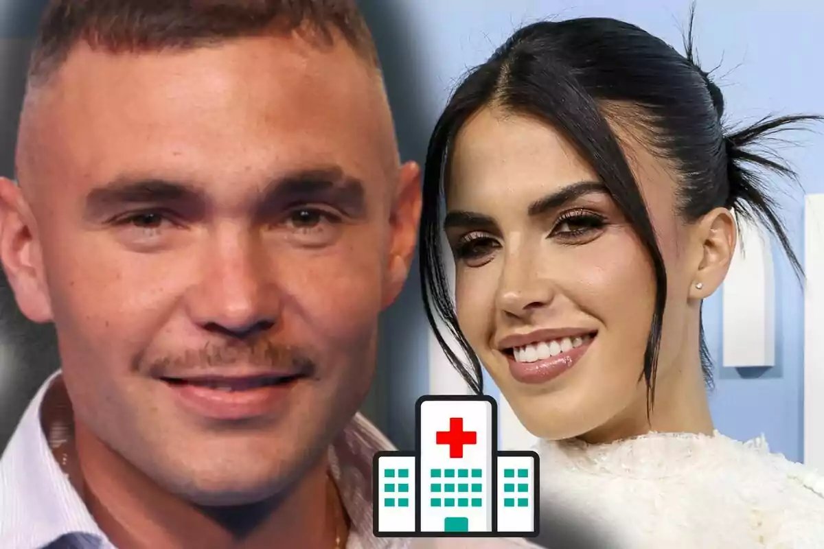 Cristian i Sofía Suescun somrients apareixen junts amb una icona d’hospital a la part inferior de la imatge.