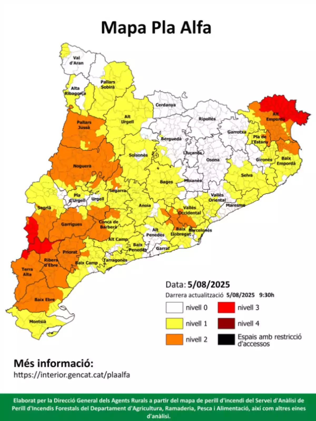 Mapa del Pla Alfa para hoy, martes 5 de agosto Mapa del Pla Alfa para hoy, martes 5 de agosto