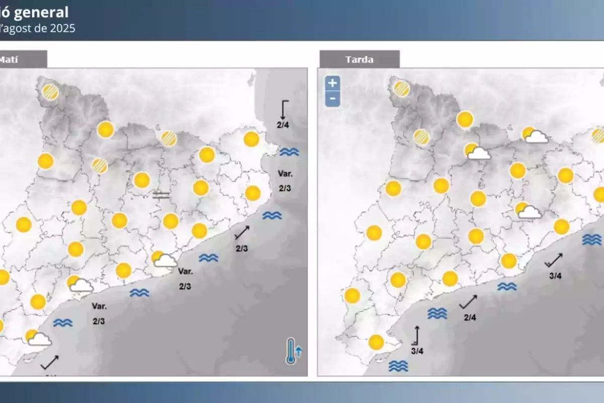 Previsió meteorològica per a demà dilluns 4 d’agost Previsió meteorològica per a demà dilluns 4 d’agost