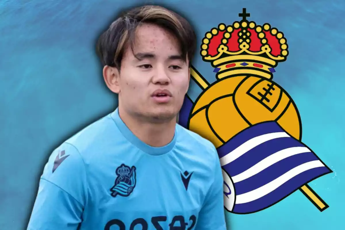 Take Kubo y el escudo de la Real Sociedad