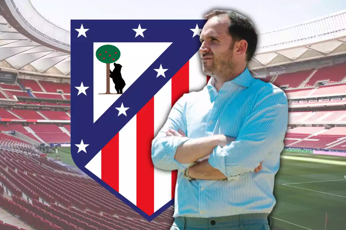 Severiano García y el escudo del Atlético de Madrid
