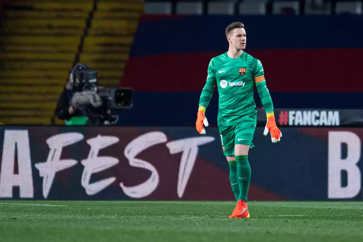 Ter Stegen en un partido el pasado curso tras su lesión Ter Stegen en un partido el pasado curso tras su lesión