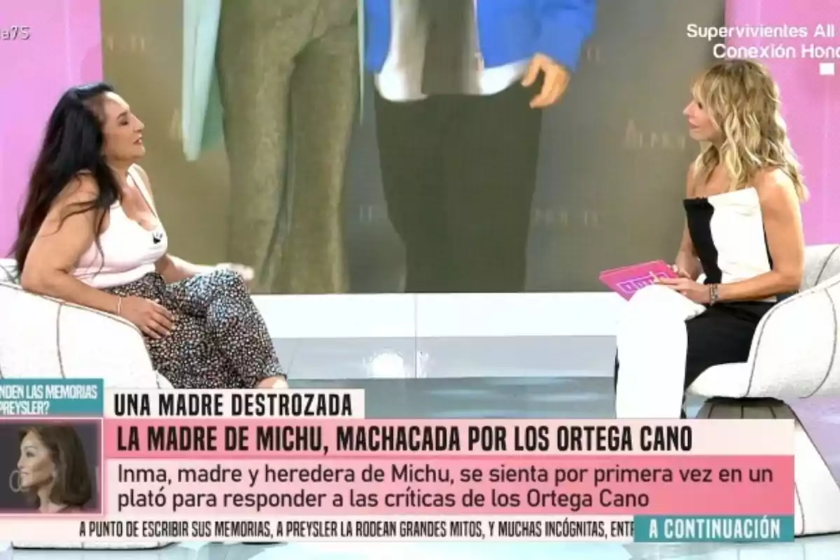 Inmaculada Gamaza i Emma García assegudes cara a cara al plató de 'Fiesta' Inmaculada Gamaza i Emma García assegudes cara a cara al plató de 'Fiesta'