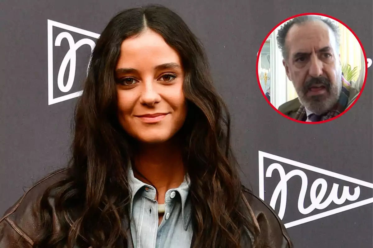 Montaje con Victoria Federica, de cabello largo oscuro y sonriente, y Jaime de Marichalar, con la boca abierta y dentro de un círculo rojo en la parte superior derecha