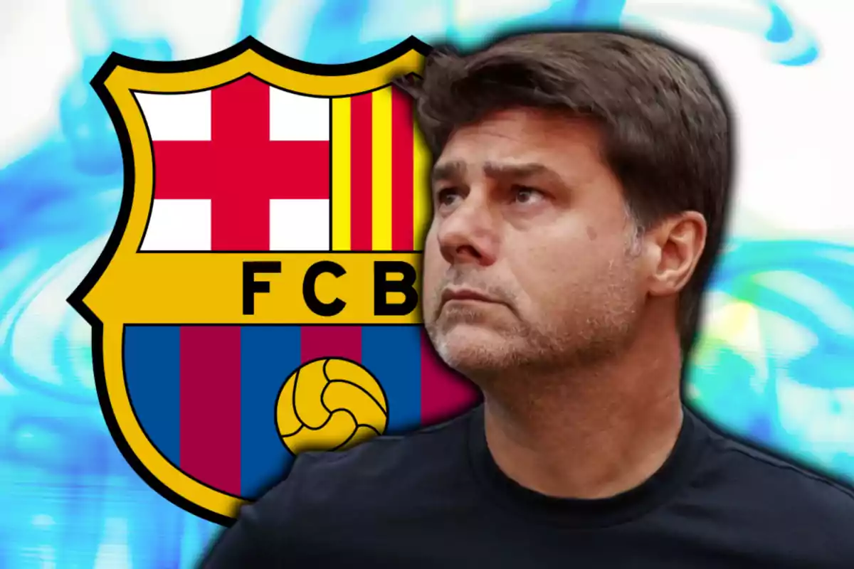 Mauricio Pochettino i l’escut del FC Barcelona
