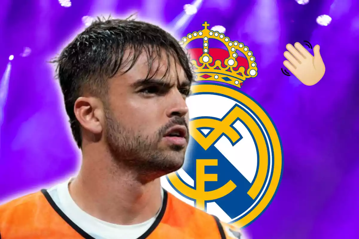Raúl Asencio and the Real Madrid crest