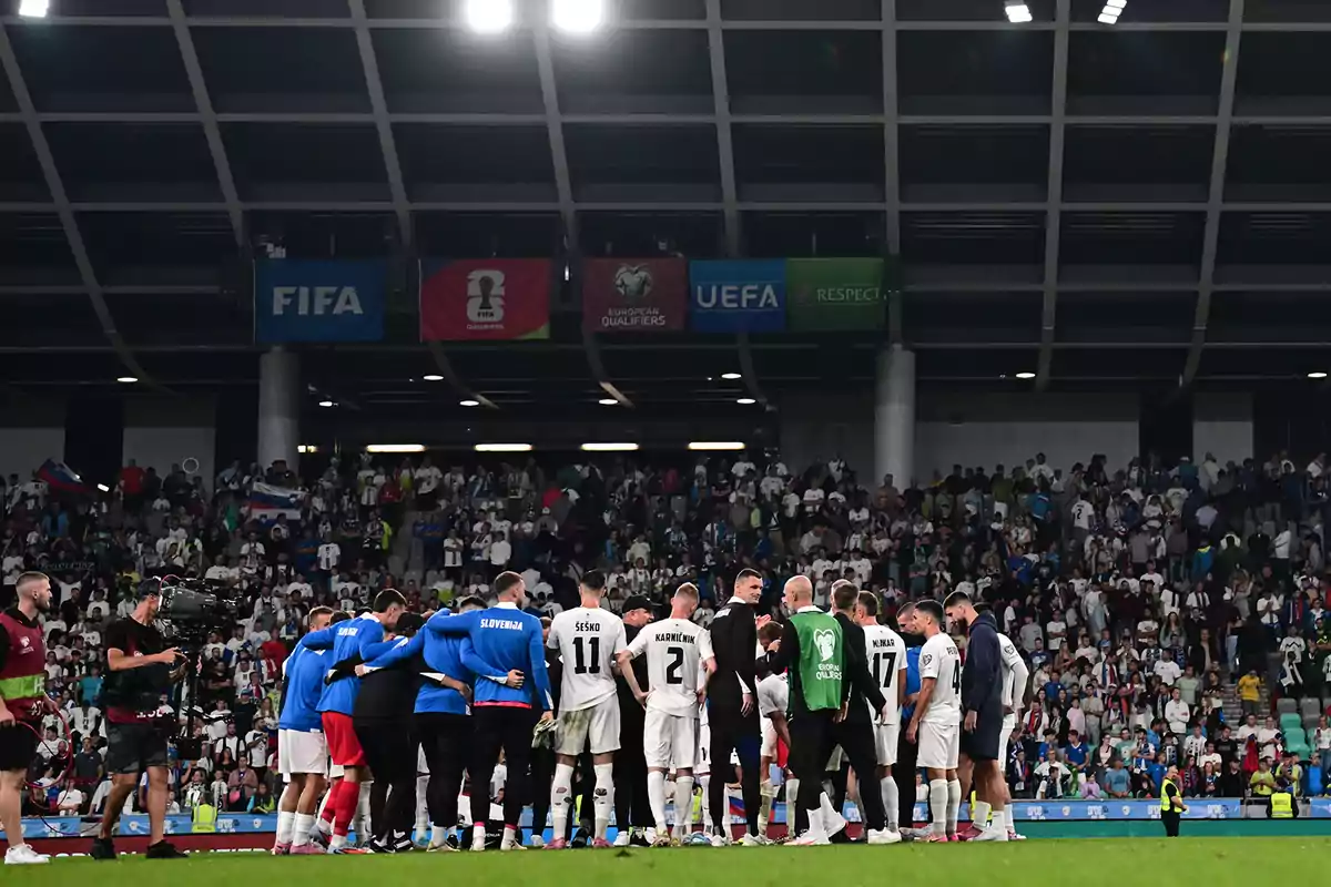 Jugadors d’Eslovènia després del duel contra Suècia en els classificatoris mundialistes Jugadors d’Eslovènia després del duel contra Suècia en els classificatoris mundialistes
