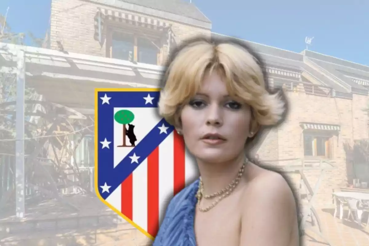 Bárbara Rey i l'escut de l'Atlètic de Madrid