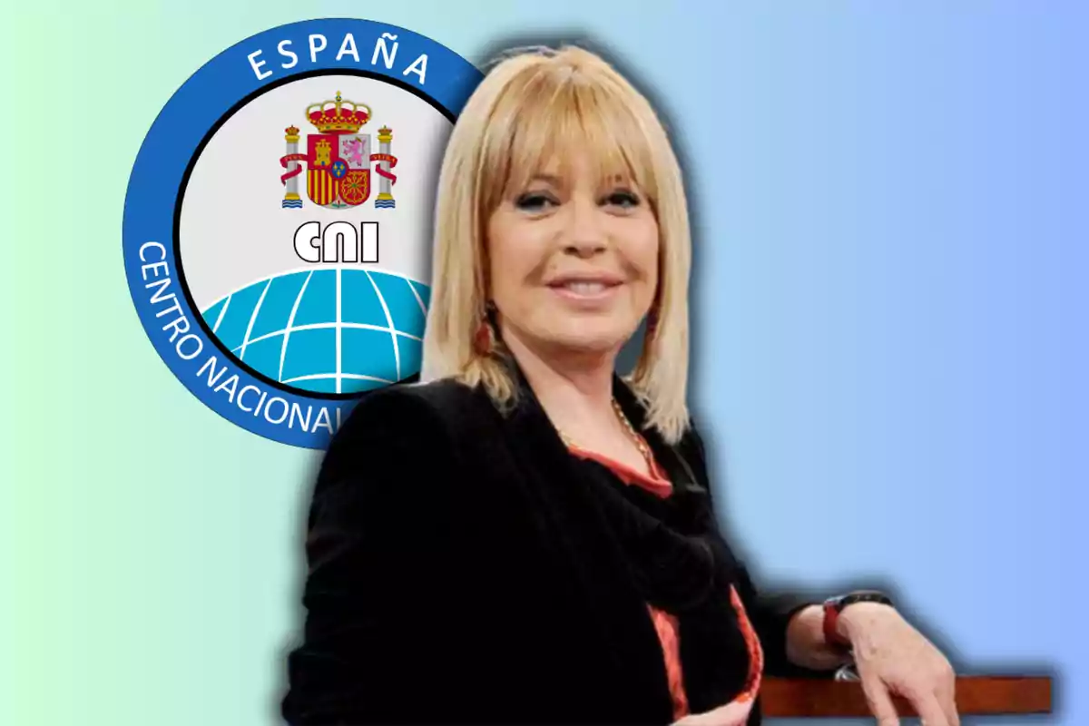 Bárbara Rey y el logo de la CNI