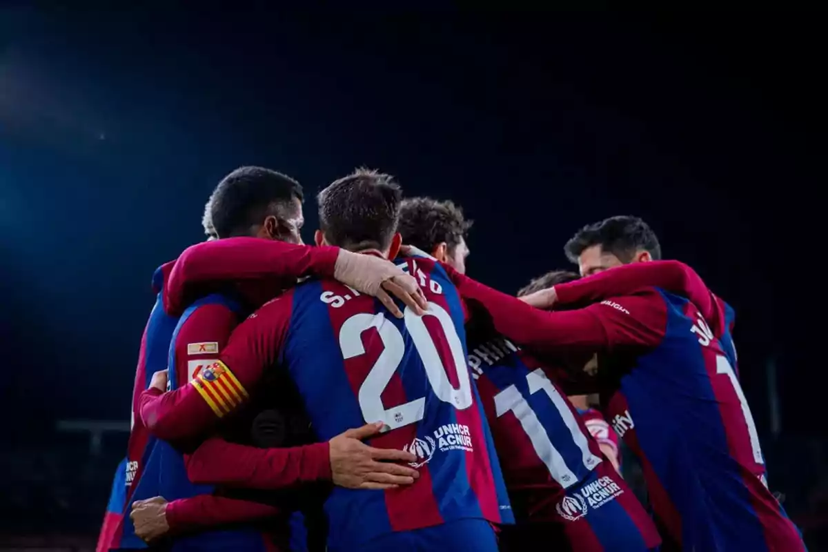 Jugadors del Barça celebrant un gol