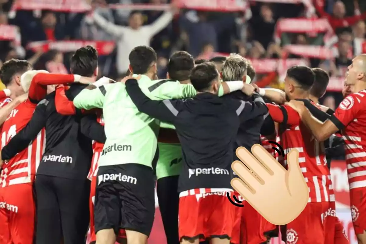 Jugadores del Girona antes de un partido