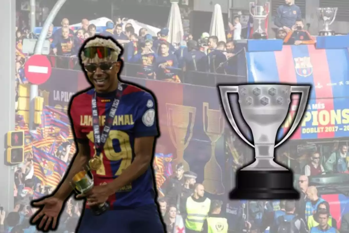 Lamine Yamal, celebración LaLiga del Barça