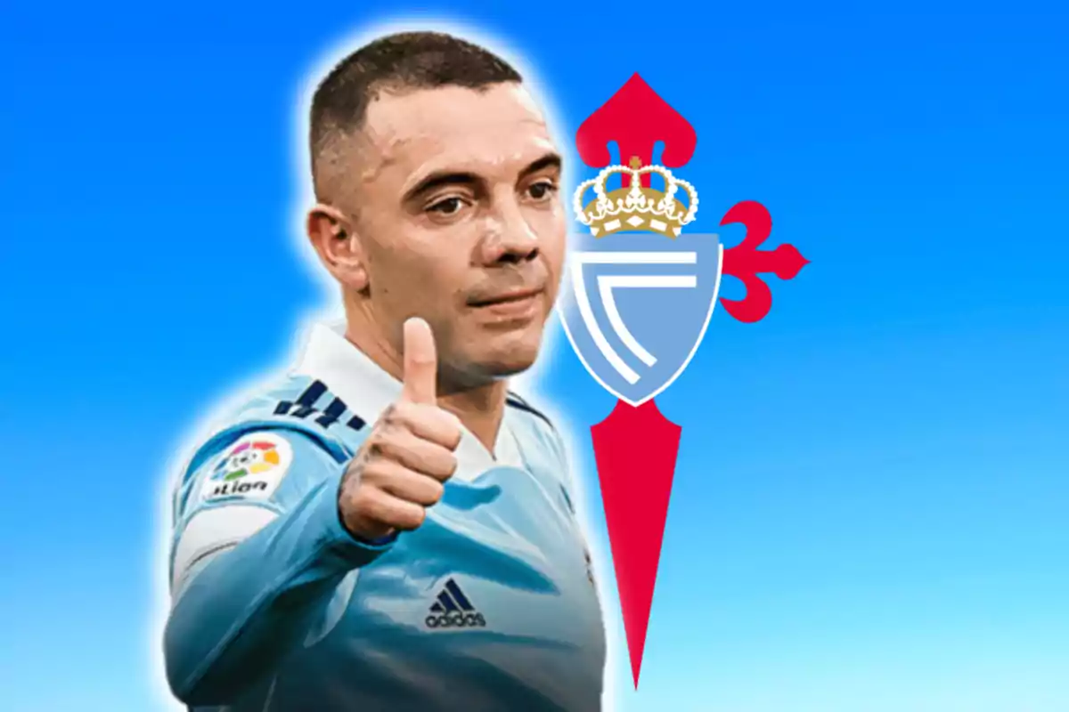 Iago Aspas y el escudo del Celta