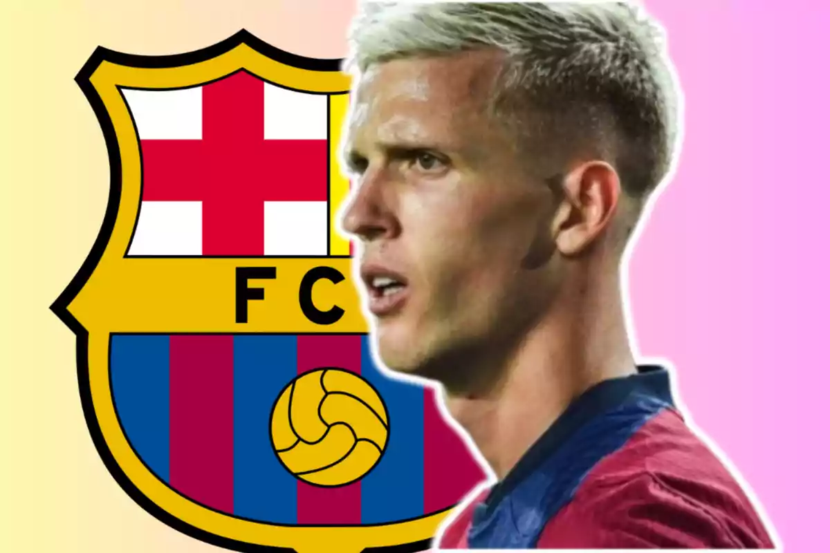 Dani Olmo i l'escut del Barça