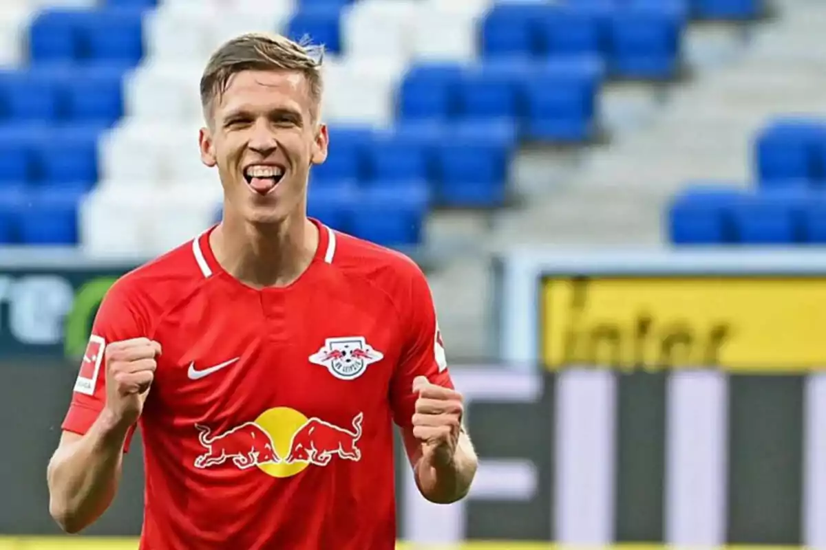 Dani Olmo celebrando un gol con el RB Leipzig