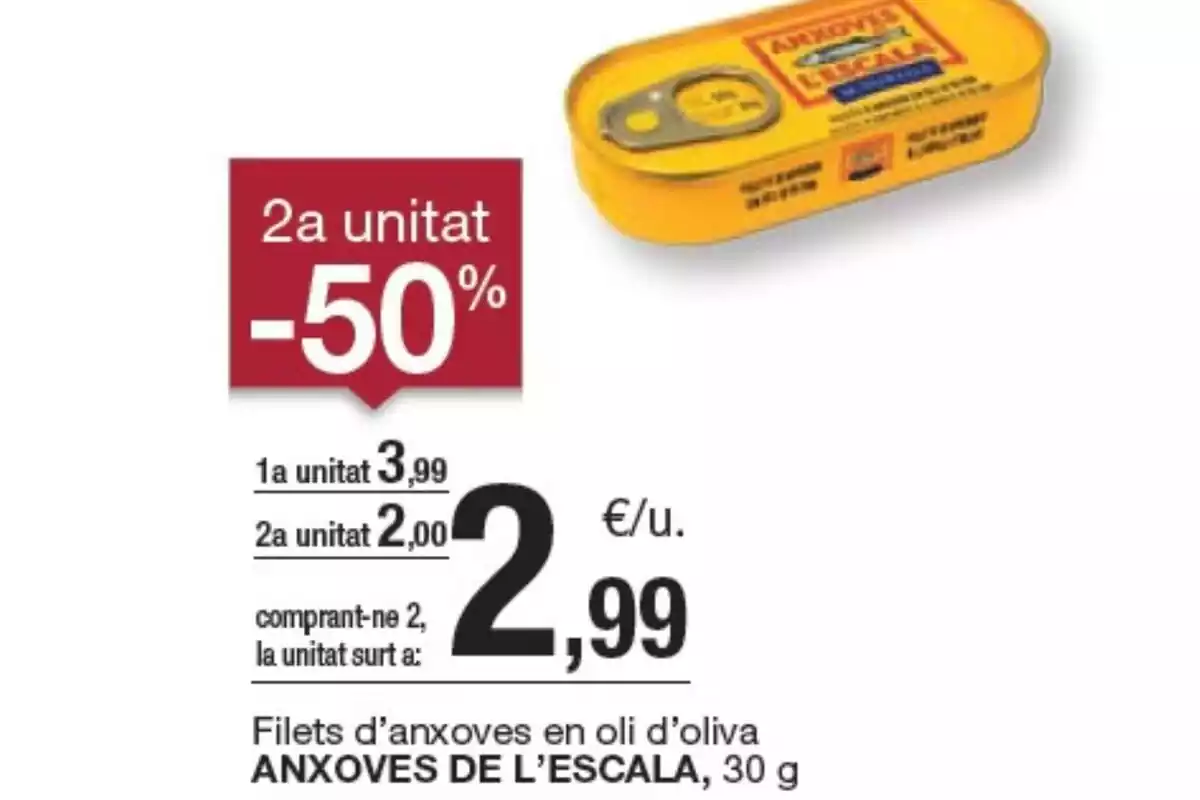 Details of the promotion of anchovies from La Scala in Bonpreu and Esclat