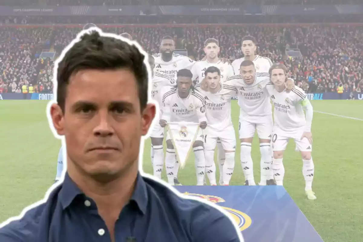 Edu Aguirre y el once titular del Real Madrid en Anfield